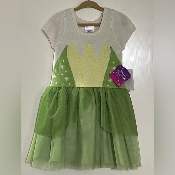 NEW Disney Princess Tiana Princess & Frog Cosplay Toddler Girls Sweater Dress 4T - Picture 1 of 3